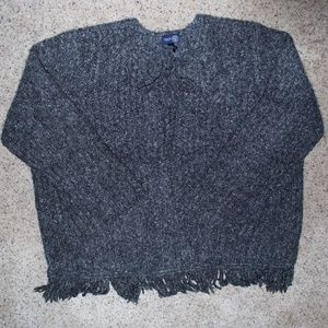 Vintage Venezia BOHO Wool blend Fringed Grey  Sweater SZ 22/24